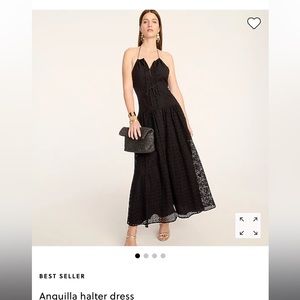 NWT J.crew Anguilla black lace maxi halter dress.